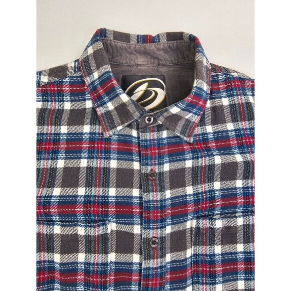 Kirra Size Medium Men's White Green Red Gray Check Logo Tag Flannel Cotton Shirt - Picture 1 of 12